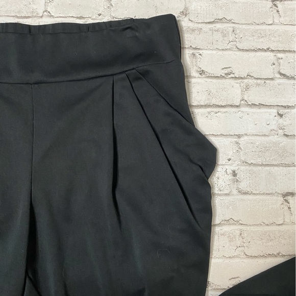 𝅺free People sz Small Black Pull On Pleated Ankle Leggings - Picture 4 of 10